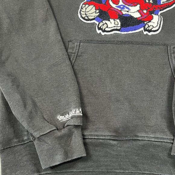 Toronto Raptors Hoodie Sweatshirt Mens Black NBA Basketball Throwback Big Logo - Picture 9 of 10